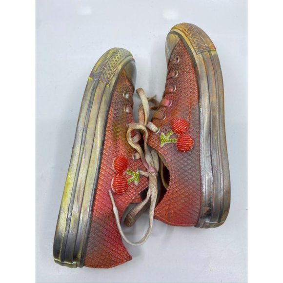 Converse Sneakers Customized Orange Silver Size 7 - Picture 8 of 13